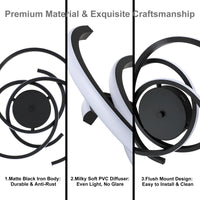 22 in. 3-Light Black Modern Spiral Integrated LED 5CCT Flush Mount Ceiling Light Fixture for Bedroom Kitchen