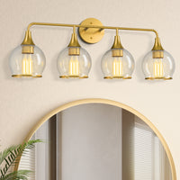 22 in. 3-Light Black Classic Traditional Bathroom Vanity Light with Clear Globe Glass Shades