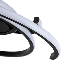 22 in. 3-Light Black Modern Spiral Integrated LED 5CCT Flush Mount Ceiling Light Fixture for Bedroom Kitchen