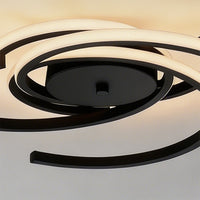 22 in. 3-Light Black Modern Spiral Integrated LED 5CCT Flush Mount Ceiling Light Fixture for Bedroom Kitchen