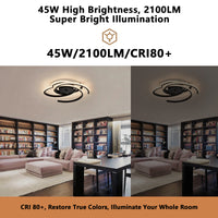 22 in. 3-Light Black Modern Spiral Integrated LED 5CCT Flush Mount Ceiling Light Fixture for Bedroom Kitchen