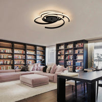 22 in. 3-Light Black Modern Spiral Integrated LED 5CCT Flush Mount Ceiling Light Fixture for Bedroom Kitchen