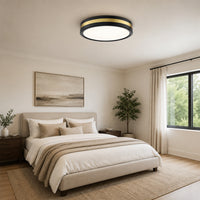 Modern Black Gold Integrated LED 5 CCT Flush Mount Ceiling Light with Night Light for Bedroom Kitchen - 3 Size