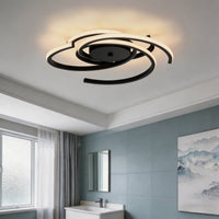 22 in. 3-Light Black Modern Spiral Integrated LED 5CCT Flush Mount Ceiling Light Fixture for Bedroom Kitchen