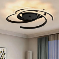 22 in. 3-Light Black Modern Spiral Integrated LED 5CCT Flush Mount Ceiling Light Fixture for Bedroom Kitchen