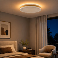 Modern White Gold Integrated LED 5 CCT Flush Mount Ceiling Light with Night Light for Bedroom Kitchen - 3 Size