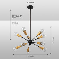 Danza™ Asymmetry Linear Chandelier 10-Light Black and Gold