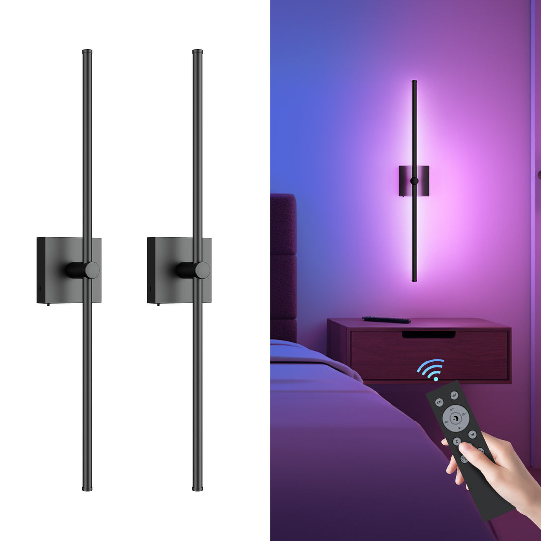 Battery Operated Wall Sconce with Remote Control - 2 Pack