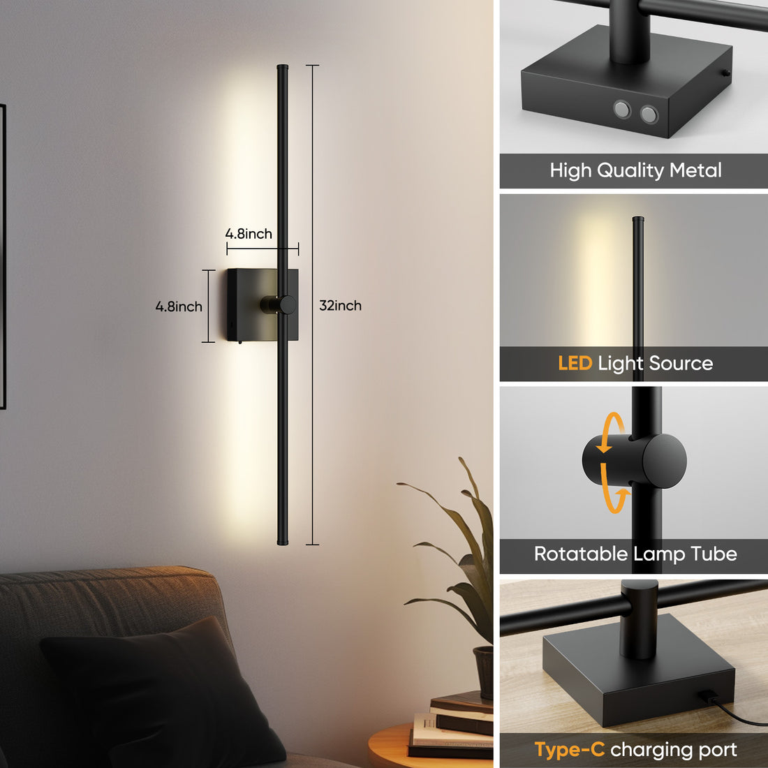 Battery Operated Wall Sconce with Remote Control - 2 Pack