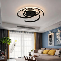 22 in. 3-Light Black Modern Spiral Integrated LED 5CCT Flush Mount Ceiling Light Fixture for Bedroom Kitchen