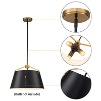 18 in. 3-Light Black and Gold Convertible Drum Pendant and Semi-Flush Mount Ceiling Light