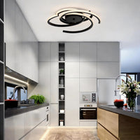 22 in. 3-Light Black Modern Spiral Integrated LED 5CCT Flush Mount Ceiling Light Fixture for Bedroom Kitchen