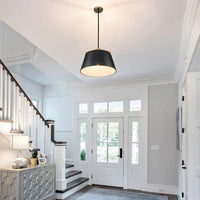 18 in. 3-Light Black and Gold Convertible Drum Pendant and Semi-Flush Mount Ceiling Light