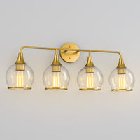 22 in. 3-Light Black Classic Traditional Bathroom Vanity Light with Clear Globe Glass Shades