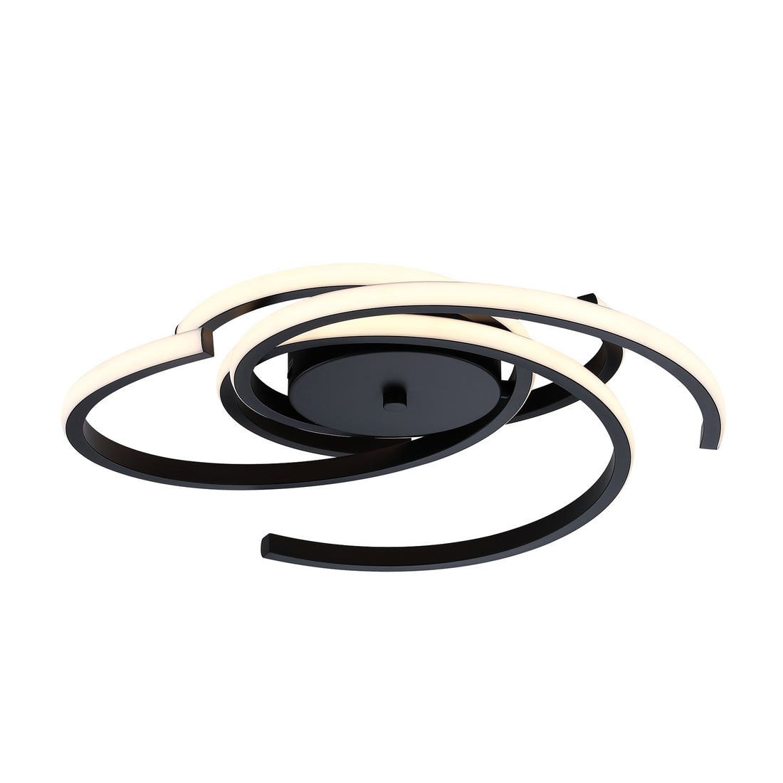 22 in. 3-Light Black Modern Spiral Integrated LED 5CCT Flush Mount Ceiling Light Fixture for Bedroom Kitchen