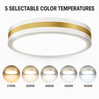 Modern White Gold Integrated LED 5 CCT Flush Mount Ceiling Light with Night Light for Bedroom Kitchen - 3 Size