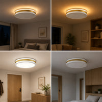 Modern White Gold Integrated LED 5 CCT Flush Mount Ceiling Light with Night Light for Bedroom Kitchen - 3 Size