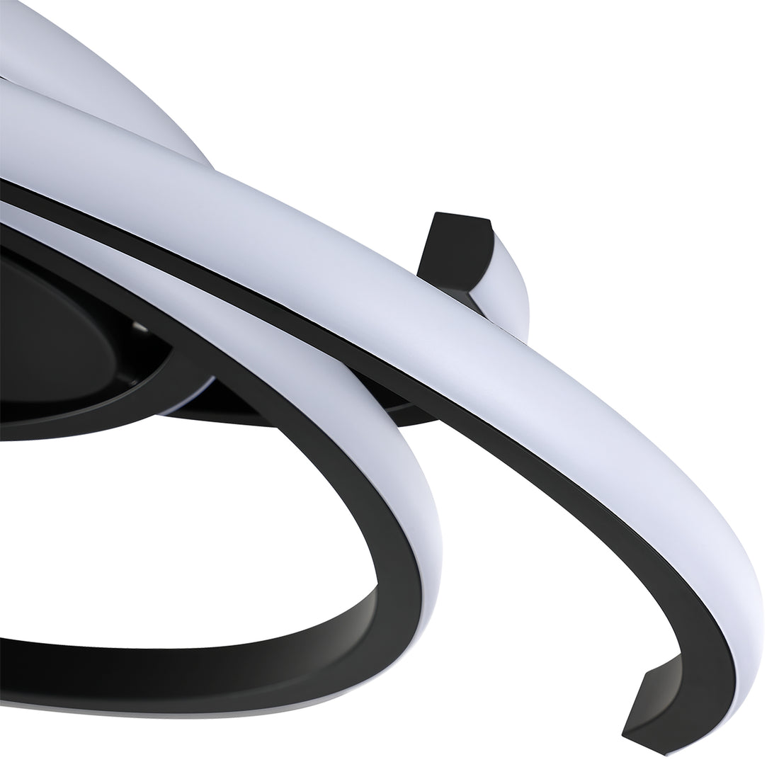 22 in. 3-Light Black Modern Spiral Integrated LED 5CCT Flush Mount Ceiling Light Fixture for Bedroom Kitchen