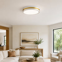 Modern White Gold Integrated LED 5 CCT Flush Mount Ceiling Light with Night Light for Bedroom Kitchen - 3 Size