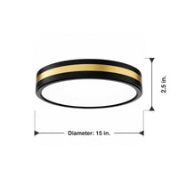 Modern Black Gold Integrated LED 5 CCT Flush Mount Ceiling Light with Night Light for Bedroom Kitchen - 3 Size