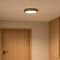 Modern Black Gold Integrated LED 5 CCT Flush Mount Ceiling Light with Night Light for Bedroom Kitchen - 3 Size