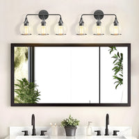 22 in. 3-Light Black Classic Traditional Bathroom Vanity Light with Clear Globe Glass Shades