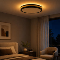 Modern Black Gold Integrated LED 5 CCT Flush Mount Ceiling Light with Night Light for Bedroom Kitchen - 3 Size