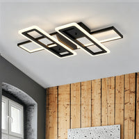 36.5 in. 4-Light Black Modern Liner Integrated LED 5CCT Flush Mount Ceiling Light Fixture for Bedroom Kitchen
