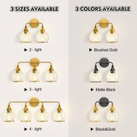 22 in. 3-Light Black Classic Traditional Bathroom Vanity Light with Clear Globe Glass Shades