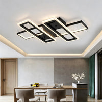 36.5 in. 4-Light Black Modern Liner Integrated LED 5CCT Flush Mount Ceiling Light Fixture for Bedroom Kitchen