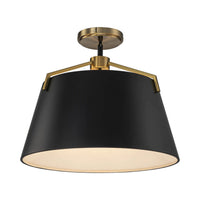 18 in. 3-Light Black and Gold Convertible Drum Pendant and Semi-Flush Mount Ceiling Light