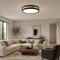 Modern Black Gold Integrated LED 5 CCT Flush Mount Ceiling Light with Night Light for Bedroom Kitchen - 3 Size