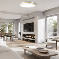 Modern White Gold Integrated LED 5 CCT Flush Mount Ceiling Light with Night Light for Bedroom Kitchen - 3 Size