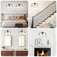 22 in. 3-Light Black Classic Traditional Bathroom Vanity Light with Clear Globe Glass Shades