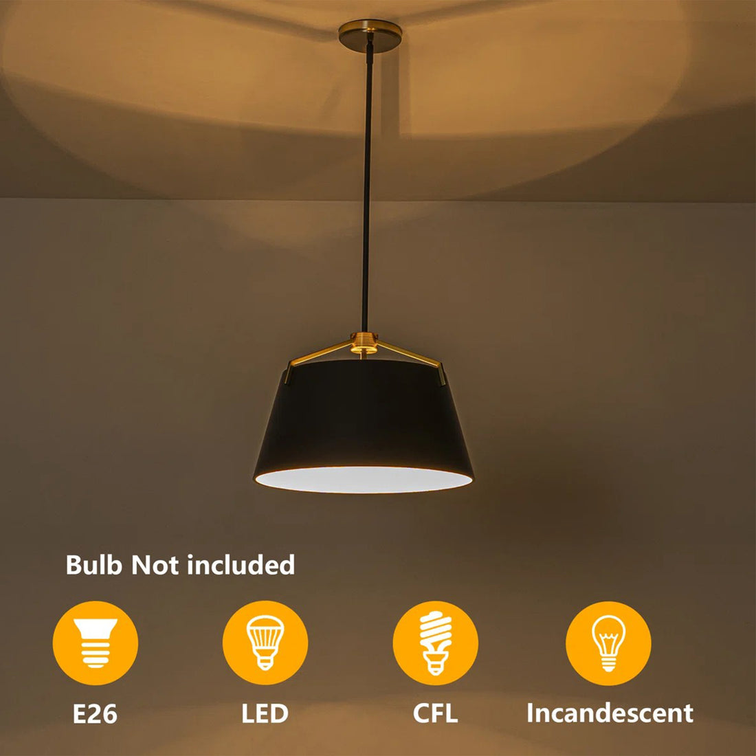 18 in. 3-Light Black and Gold Convertible Drum Pendant and Semi-Flush Mount Ceiling Light