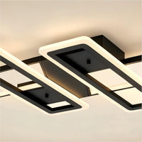 36.5 in. 4-Light Black Modern Liner Integrated LED 5CCT Flush Mount Ceiling Light Fixture for Bedroom Kitchen