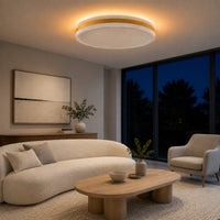 Modern White Gold Integrated LED 5 CCT Flush Mount Ceiling Light with Night Light for Bedroom Kitchen - 3 Size