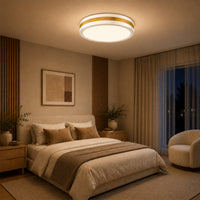 Modern White Gold Integrated LED 5 CCT Flush Mount Ceiling Light with Night Light for Bedroom Kitchen - 3 Size