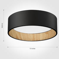 Luna Dark Forest LED Flush Mount Ceiling Light 13" Wood Grain and Black