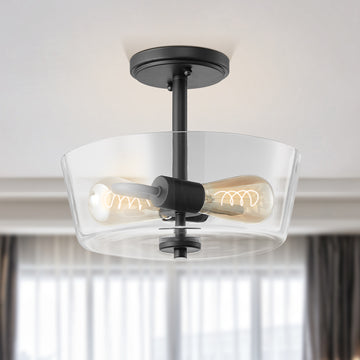 Kreios Inverted Lamp Semi Flush Mount Ceiling Light 2-Light - 2 Colors