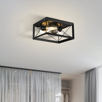 Nox Square Barn Flush Mount Ceiling Light 3-Light Black