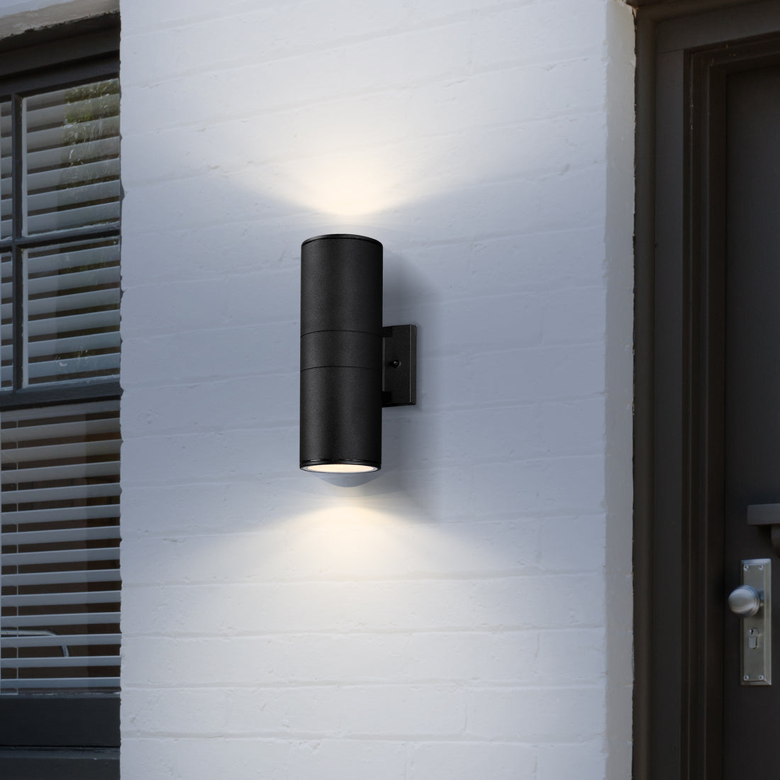 Min Cylinder Outdoor Wall Light 2-Light Black - Incandescent/LED