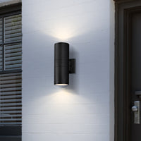 Min Cylinder Outdoor Wall Light 2-Light Black - Incandescent/LED