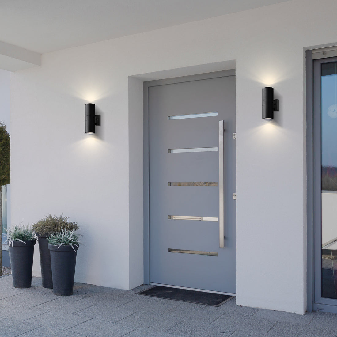 Min Cylinder Outdoor Wall Light 2-Light Black - Incandescent/LED